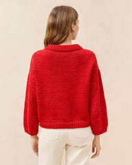 Loeffler Randall Maddie Red Wool Cardigan | Women Knitwear