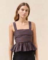 Loeffler Randall Mae Navy/Rust Sleeveless Top | Women Tops