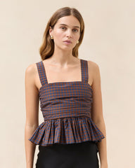 Loeffler Randall Mae Navy/Rust Sleeveless Top | Women Tops
