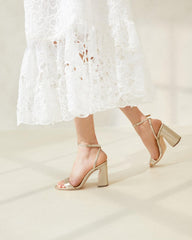 Loeffler Randall Malia Champagne Curved-Heel Sandal L Heeled Sandals L Footwear | Women Heeled Sandals