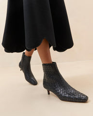 Loeffler Randall Marcella Black Woven Ankle Boot | Women Boots