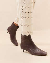 Loeffler Randall Marcella Espresso Woven Ankle Boot | Women Boots