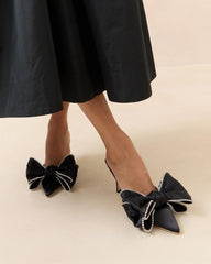 Loeffler Randall Margot Black/Crystal Bow Mule | Women Pumps & Mules