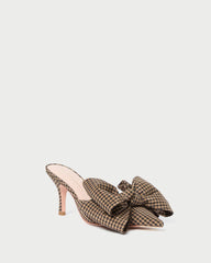 Loeffler Randall Margot Brown/Black Check Bow Mule | Women Pumps & Mules
