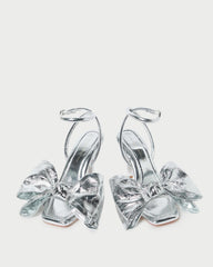 Loeffler Randall Marlena Silver Leather Bow Sandal | Women Heeled Sandals