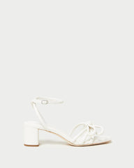 Loeffler Randall Mikel White Bow Mid-Heel Sandal I Heeled Sandals I Footwear | Women Heeled Sandals