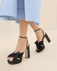 Loeffler Randall Natalia Black Platform Bow Heel | Women Heeled Sandals