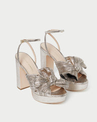 Loeffler Randall Natalia Champagne Platform Bow Heel L Heeled Sandals L Footwear | Women Heeled Sandals