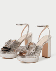 Loeffler Randall Natalia Champagne Platform Bow Heel L Heeled Sandals L Footwear | Women Heeled Sandals