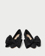 Loeffler Randall Noa Black Moiré Bow Flat L Flats L Footwear | Women Flats & Loafers