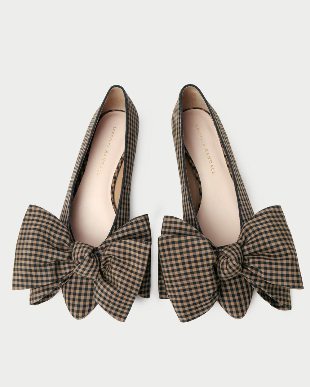 Loeffler Randall Noa Brown/Black Check Bow Flat | Women Flats & Loafers