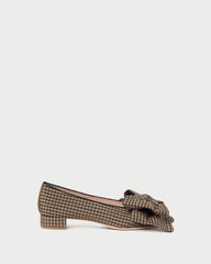 Loeffler Randall Noa Brown/Black Check Bow Flat | Women Flats & Loafers