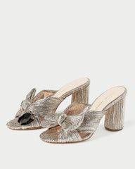 Loeffler Randall Penny Champagne Pleated Bow Heel L Heeled Sandals L Footwear | Women Heeled Sandals