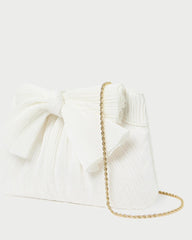 Loeffler Randall Rayne White Pleated Bow Clutch I Clutches I Handbags | Women Clutches