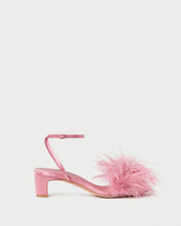 Loeffler Randall Senna Rose Satin/Feather Sandal | Women Heeled Sandals