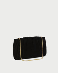 Loeffler Randall Serena Black Gathered Velvet Clutch | Women Clutches