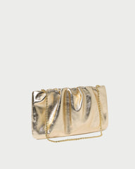 Loeffler Randall Serena Champagne Gathered Leather Clutch | Women Clutches