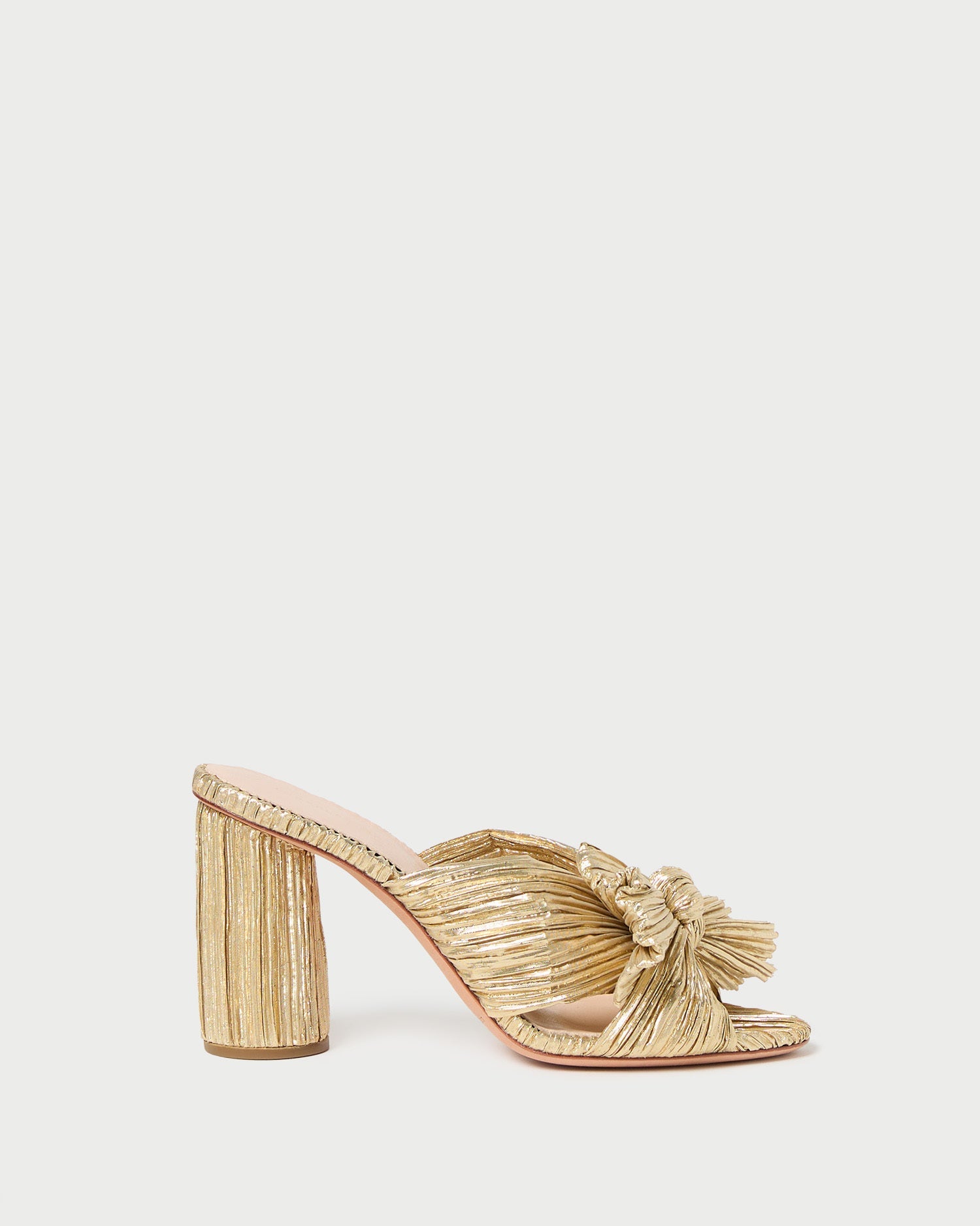Penny Gold Pleated Bow Heel
