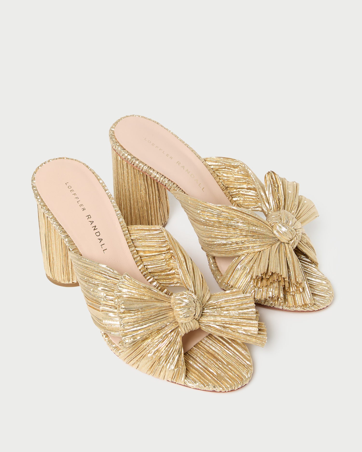 Penny Gold Pleated Bow Heel