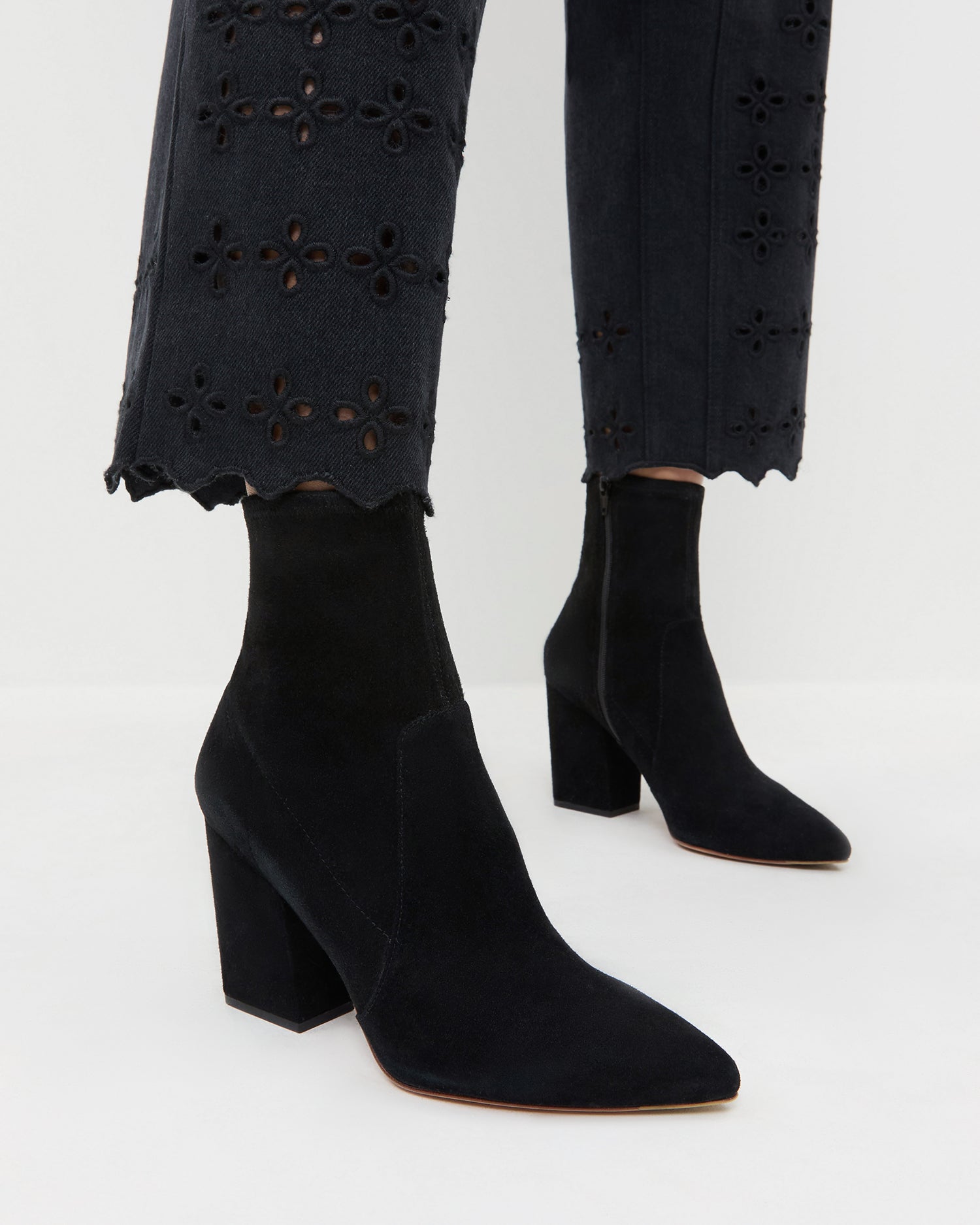 Isla Black Suede Ankle Bootie