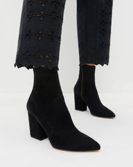Isla Black Suede Ankle Bootie