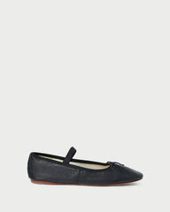 Leonie Black Leather Ballet Flat