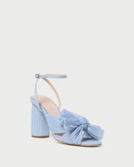 Camellia Blue Pleated Bow Heel