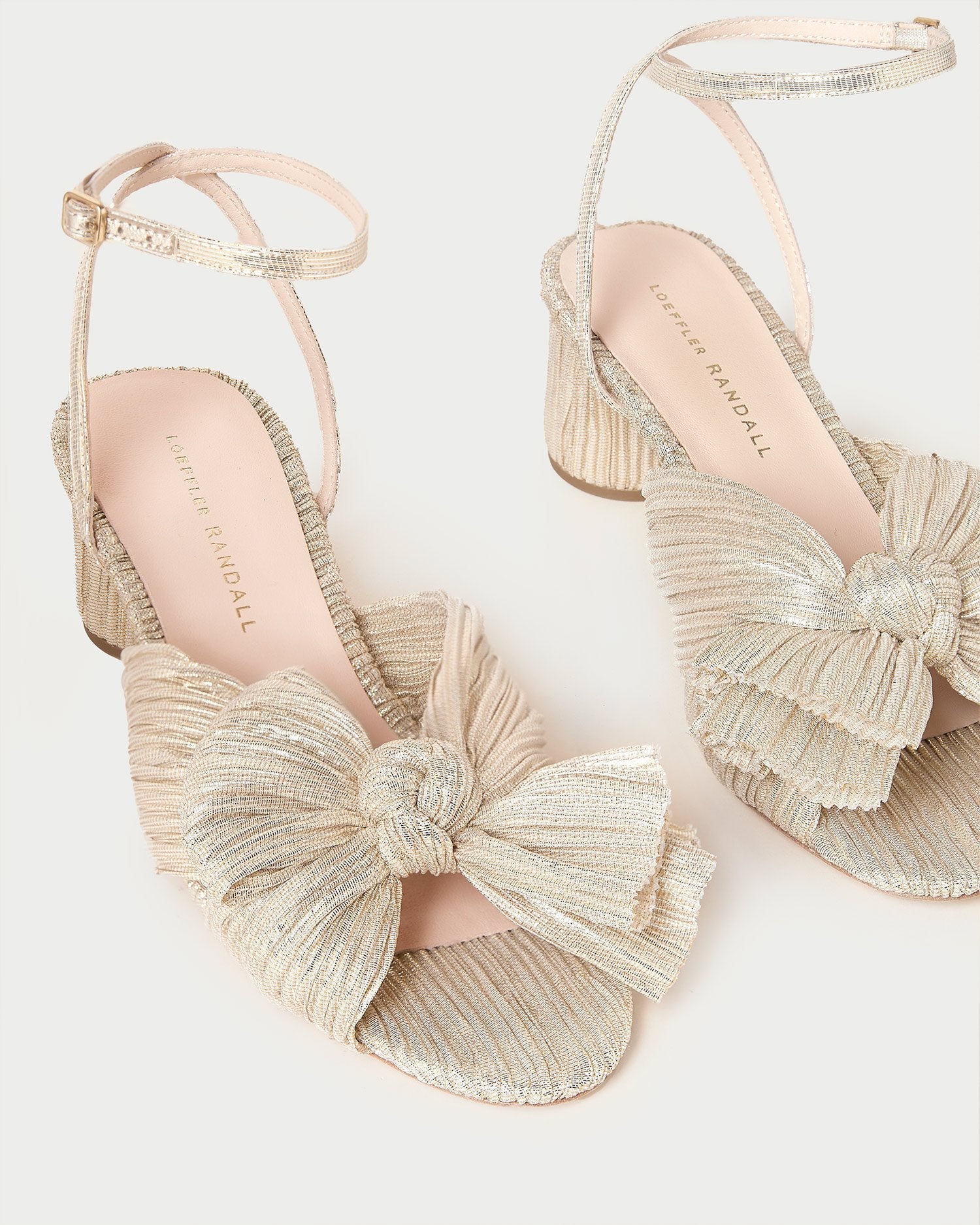 Dahlia Platinum Pleated Bow Heel