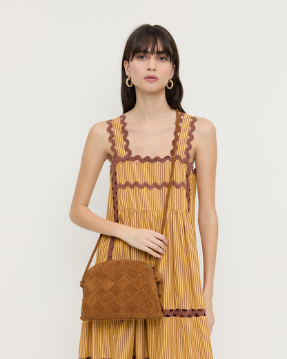 Mallory Cacao Woven Suede Crossbody