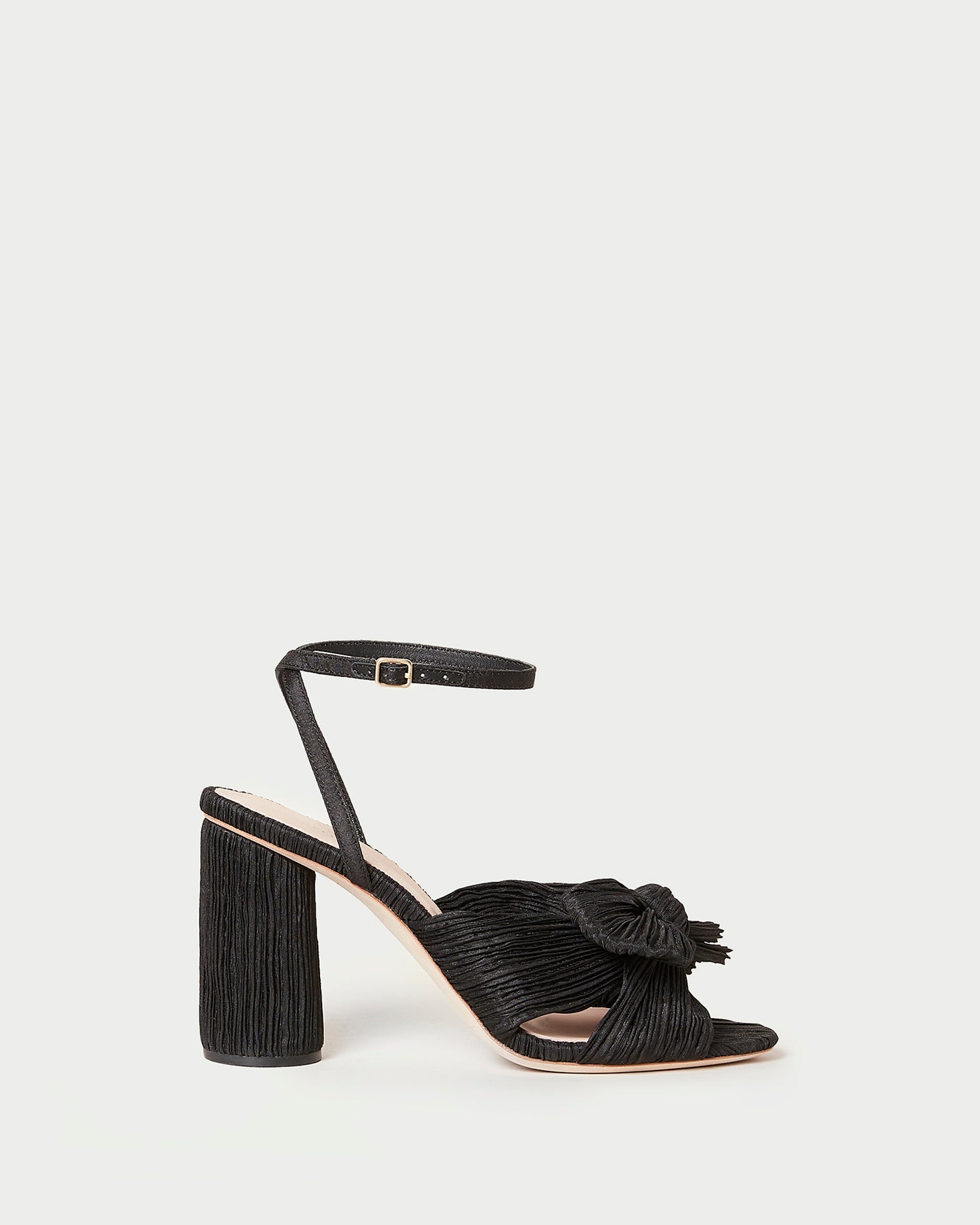 Camellia Black Pleated Bow Heel