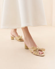 Emilia Gold Pleated Bow Heel
