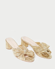 Emilia Gold Pleated Bow Heel