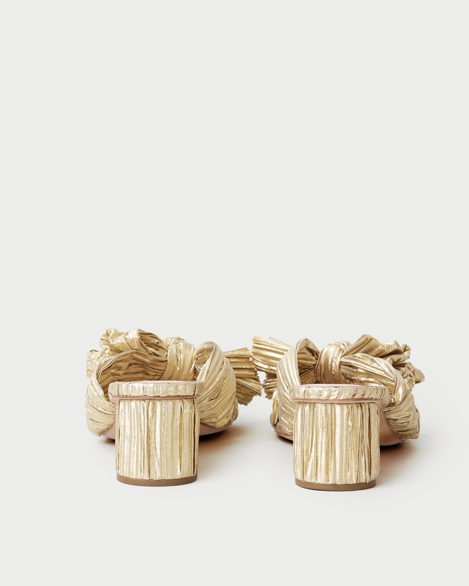 Emilia Gold Pleated Bow Heel