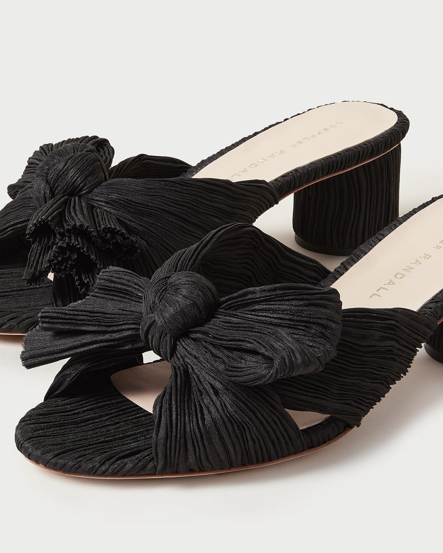 Emilia Black Pleated Bow Heel
