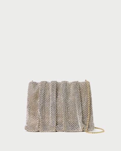 Ember Gold Diamante Gathered Clutch
