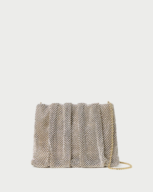 Ember Gold Diamante Gathered Clutch
