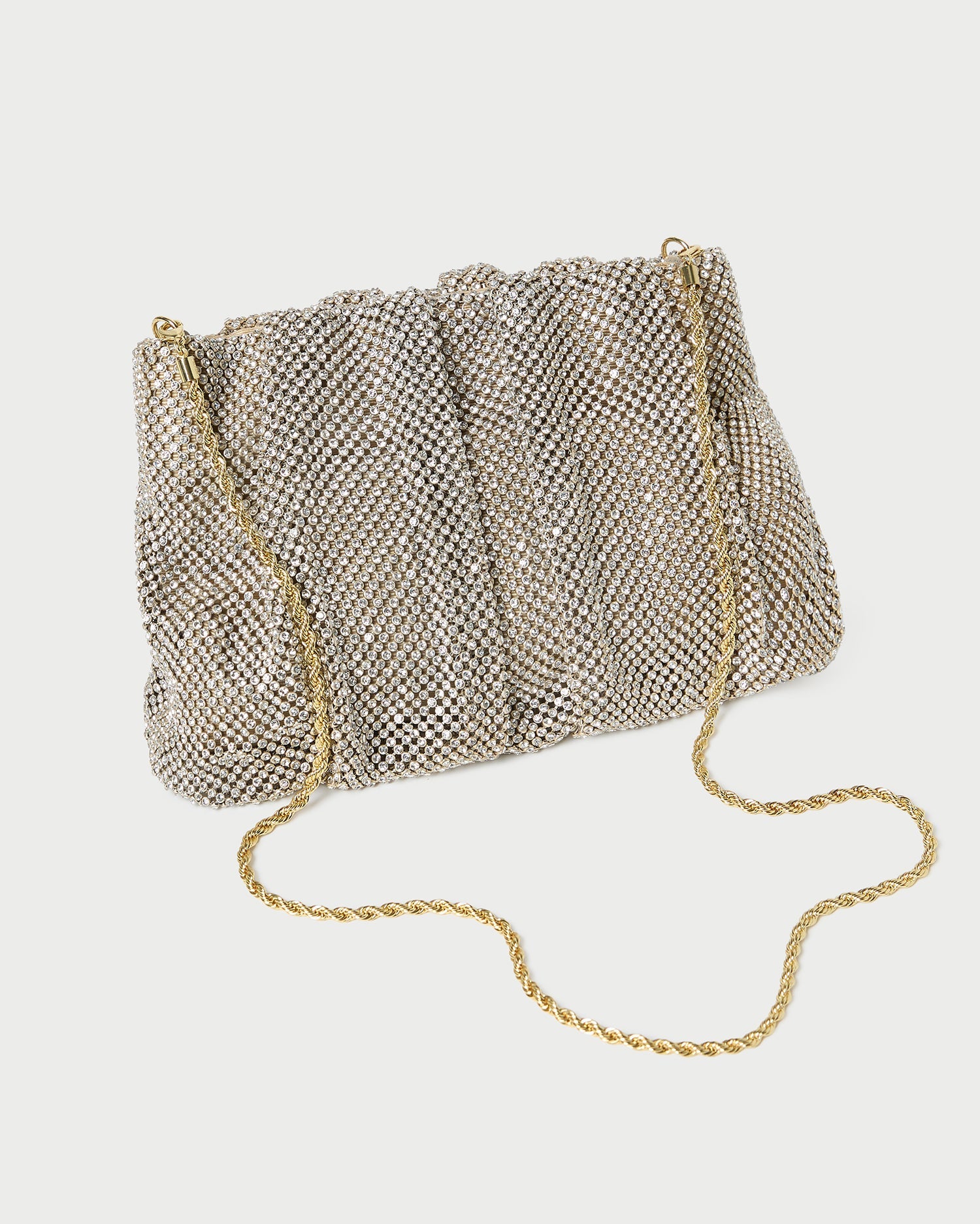 Ember Gold Diamante Gathered Clutch
