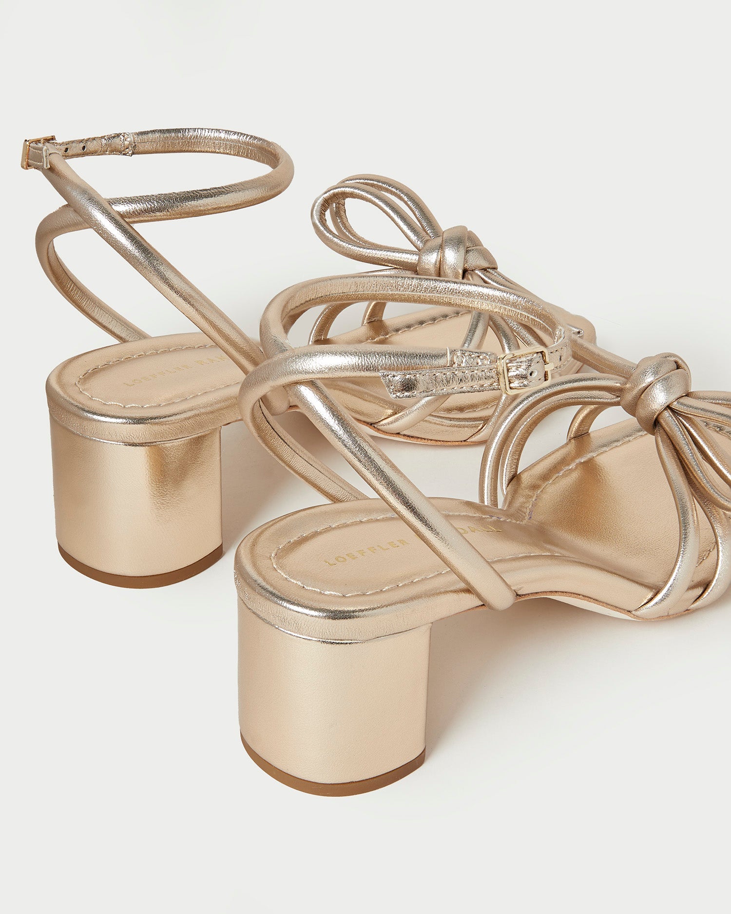 Mikel Champagne Bow Mid-Heel Sandal