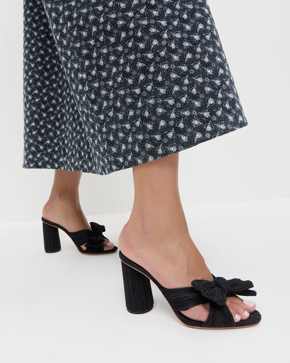 Penny Black Pleated Bow Heel