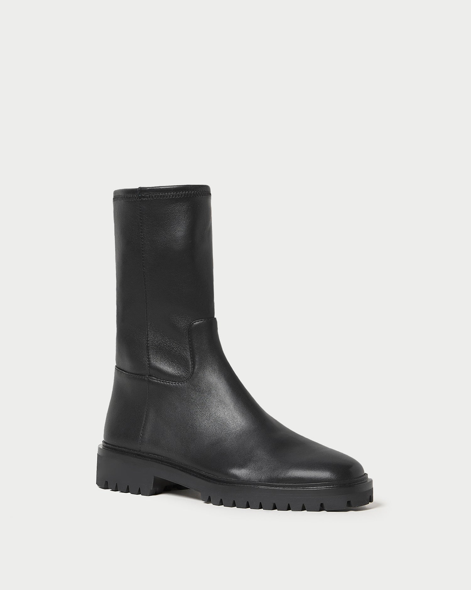 Danny Black Leather Lug Boot