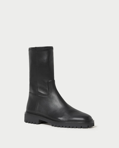 Danny Black Leather Lug Boot