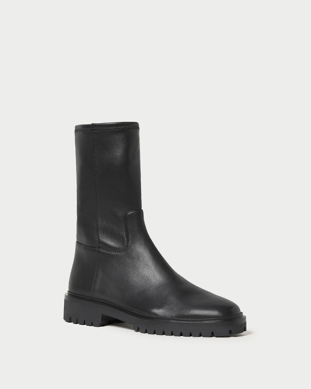 Danny Black Leather Lug Boot