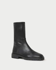 Danny Black Leather Lug Boot