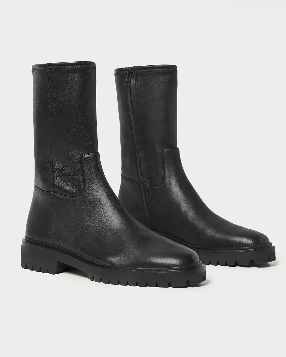 Danny Black Leather Lug Boot