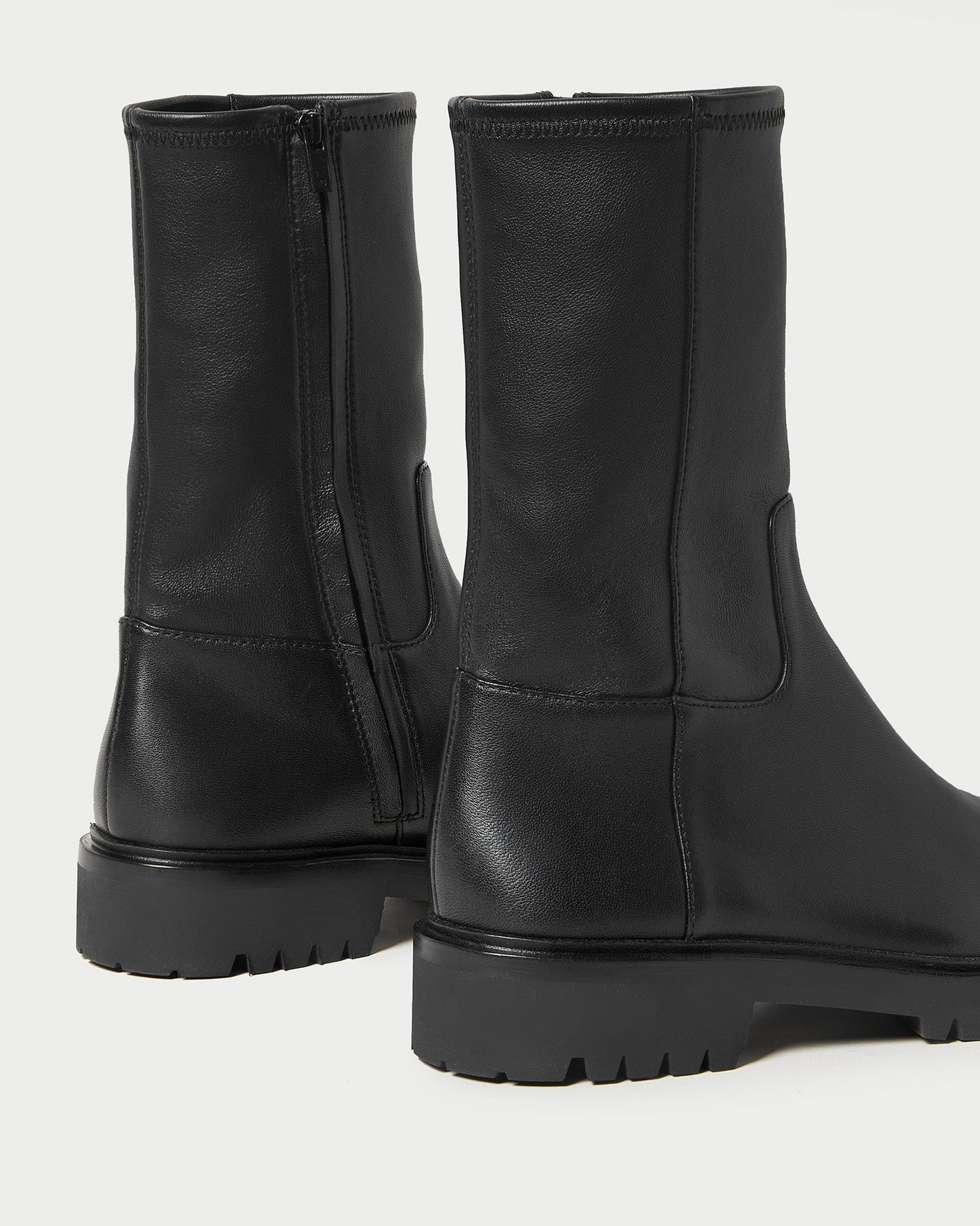 Danny Black Leather Lug Boot