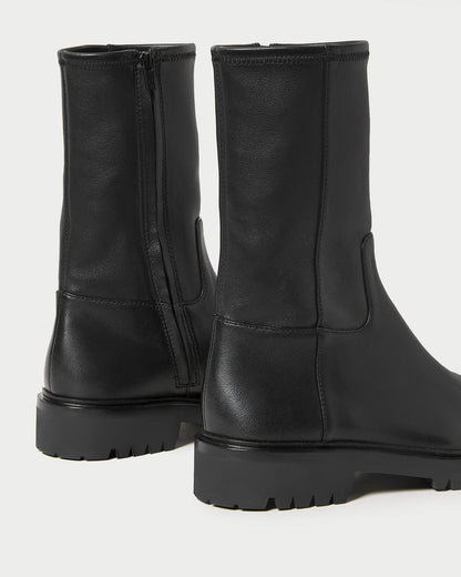 Danny Black Leather Lug Boot
