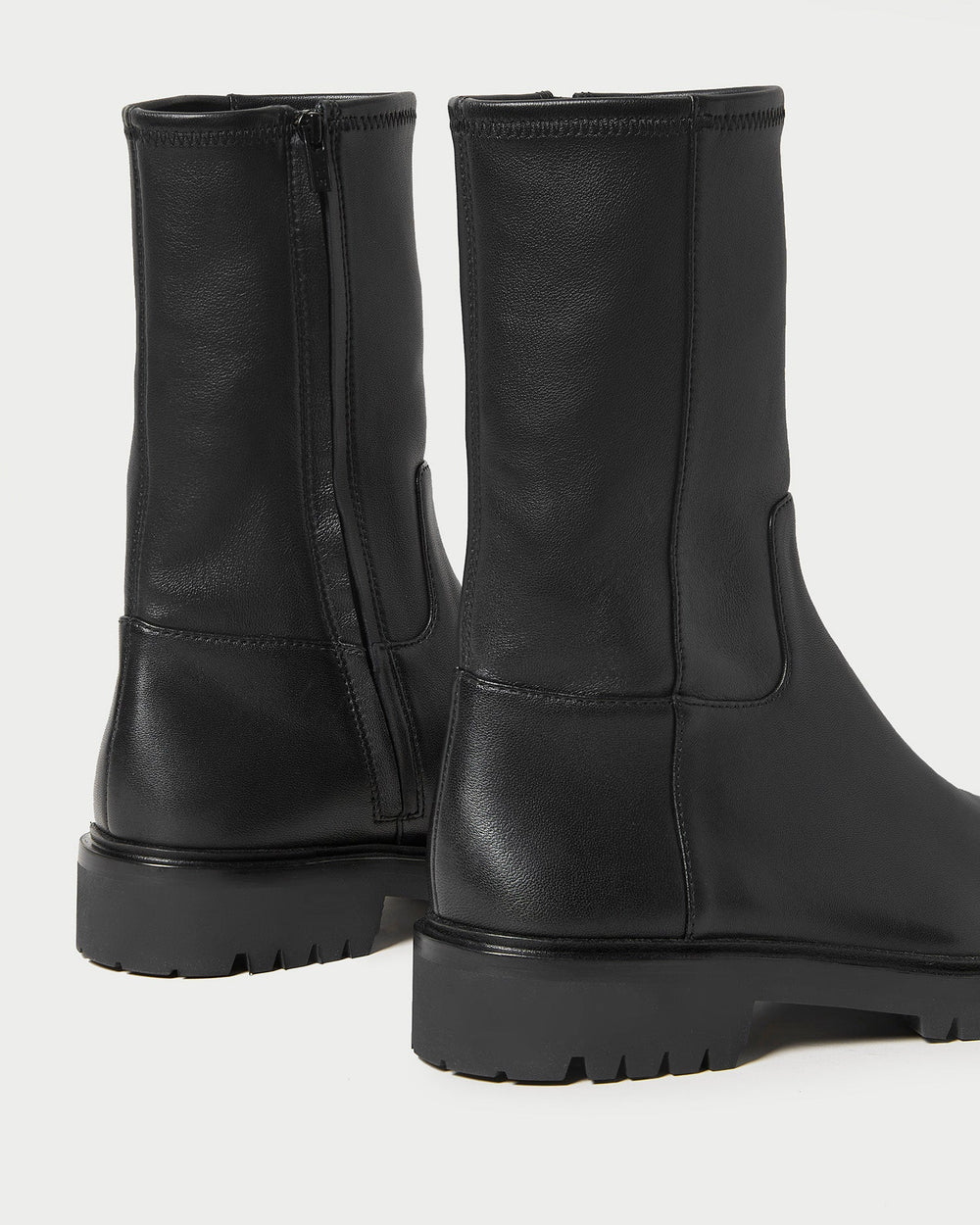 Danny Black Leather Lug Boot