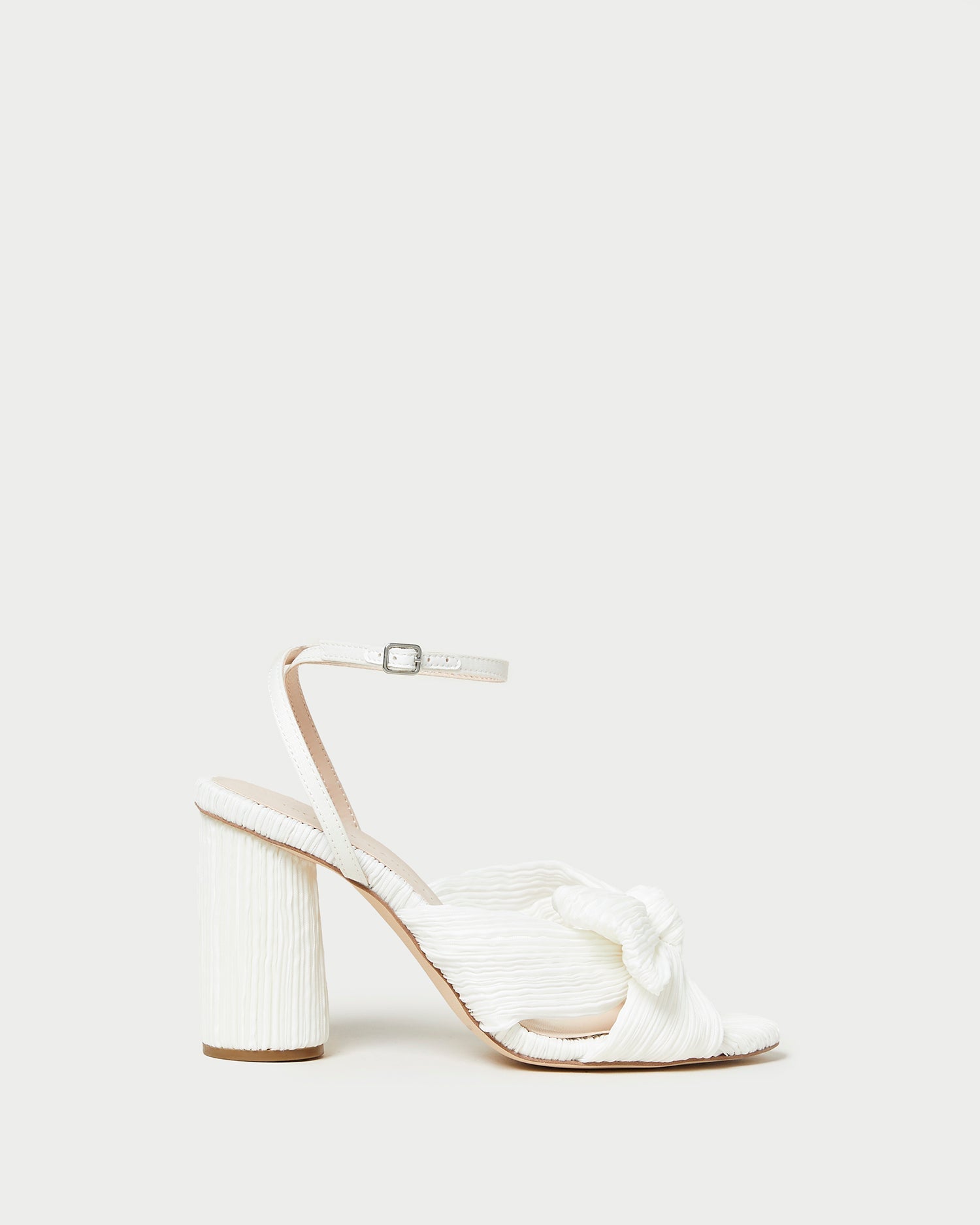 Camellia White Pleated Bow Heel