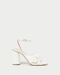 Camellia White Pleated Bow Heel