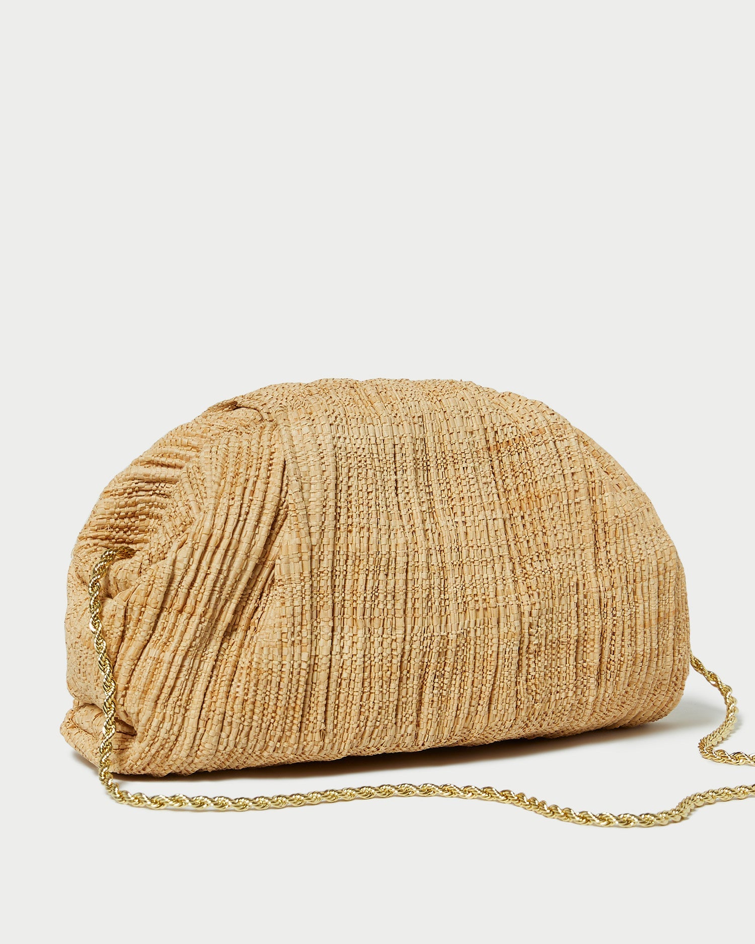 Bailey Natural Pleated Dome Clutch